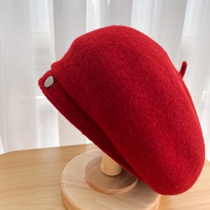 Frauen klassischer Vintage-Stil Woll-Barett-Hut mit Krempe, Winter bequemer Hut, Geschenk für sie, Weihnachtsgeschenk