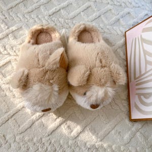 Cozy Cute Dog Cartoon Plush Slippers, Warm Indoor Home Shoes, Cartoon Christmas Shoes, Handmade Funny Christmas Gift, Women's Slippers