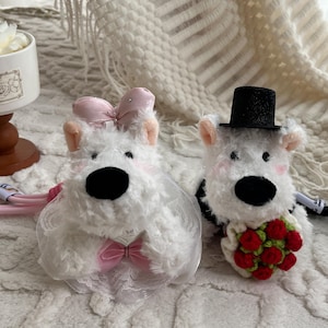West Highland Terrier Wedding Ornament: Bride & Groom Bag Charm