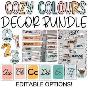 Lot de décorations pour la classe | Couleurs bohèmes modernes et confortables, décoration calme pour l&#39;école primaire, modifiable
