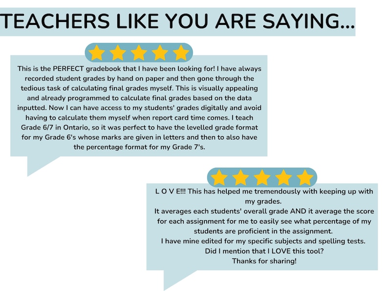 Teacher reviews - perfect grade book, saves time, averaging assignments!
