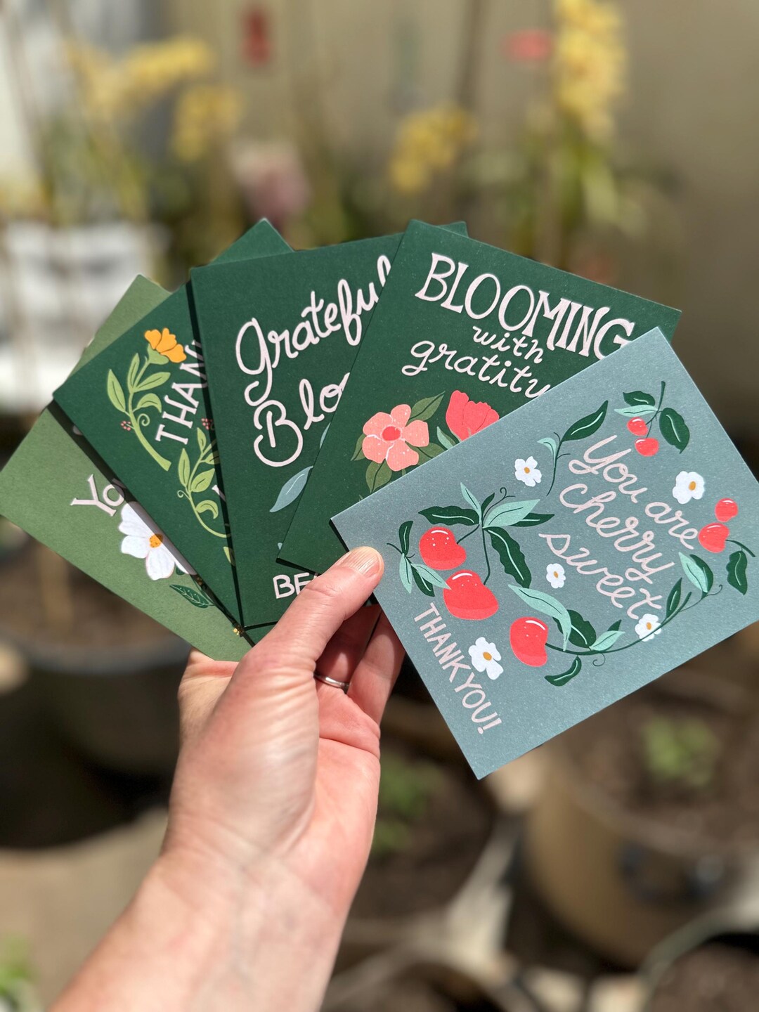 Botanical Thank You Card Set: Vintage Floral Illustrated Cards (5-pack ...