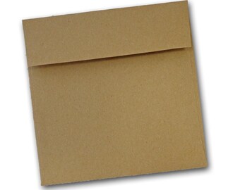 Brown Bag KRAFT  6.5 inch SQUARE  flap Envelopes 25 pack