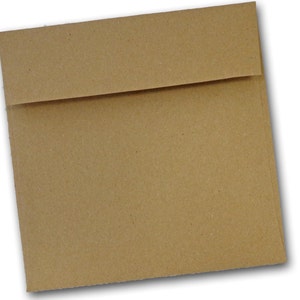 Brown Bag KRAFT  5.5 inch SQUARE  flap Envelopes 25 pack