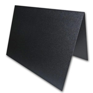 Tarjetas de lugar en blanco de color negro ónix brillante, resistentes, plegables, ideales para tarjetas de mesa, paquete de 50