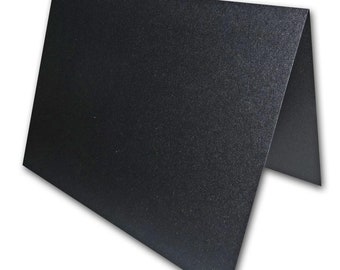 Shimmery Onyx Black  Blank HEAVY Place Cards Folded Tent Cards -- Great for Table Cards- 50 pack