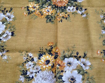 Over one yard of Vintage upholstery weight linen fabric
