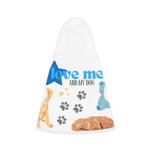 Cute Pet Hoodie for Dogs, Cozy Pet Sweater, Dog Lover Gift, Dog Apparel, Valentine&#39;s Day Pet Clothes, Love Me and My Dog Design