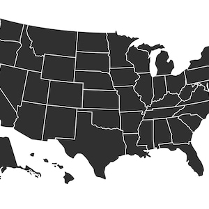 Kaartachtergrond van de V.S. met Staten. Kaart van de Verenigde Staten van Amerika geïsoleerd op een witte achtergrond. Vectorillustratie