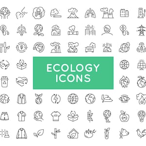 Ecology Line Icons Bundle | 100+ Eco-Friendly, Recycling, Green Energy SVGs for Cricut, Silhouette, Earth Day & Environmental Design