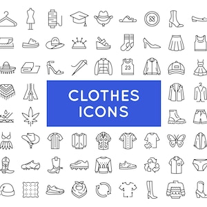 Kleidung & Fashion Line Icons Bundle | 100+ Kleidung SVG für Cricut, Silhouette, Nähen Clipart, Textil, Kleidungsstück Design