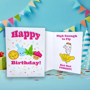 Stoner Birthday Card &quot;High Enough to Fly But Not Forget&quot; - Happy Birthday Card