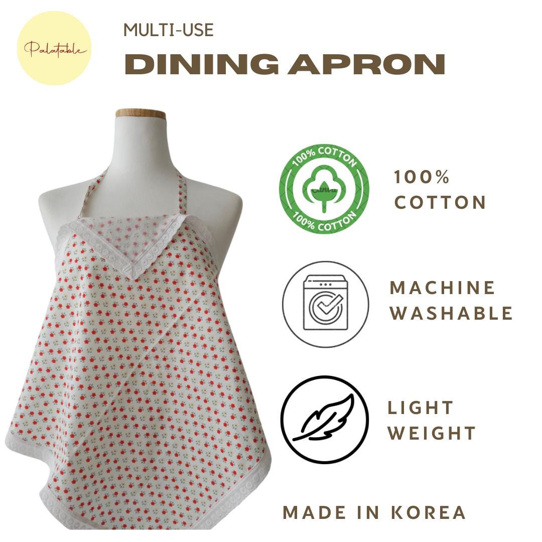Cotton Dining Apron Scarf: Adult Bib, Wearable Napkin