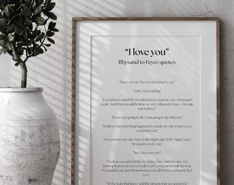 Impresión de citas de amor de Rhysand ACOTAR / Decoración romántica de Booktok (descarga digital)