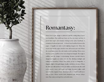 Romantasy Definition Printable Wall Art | Fantasy & Romance Quote | Bookish Decor | Instant Download