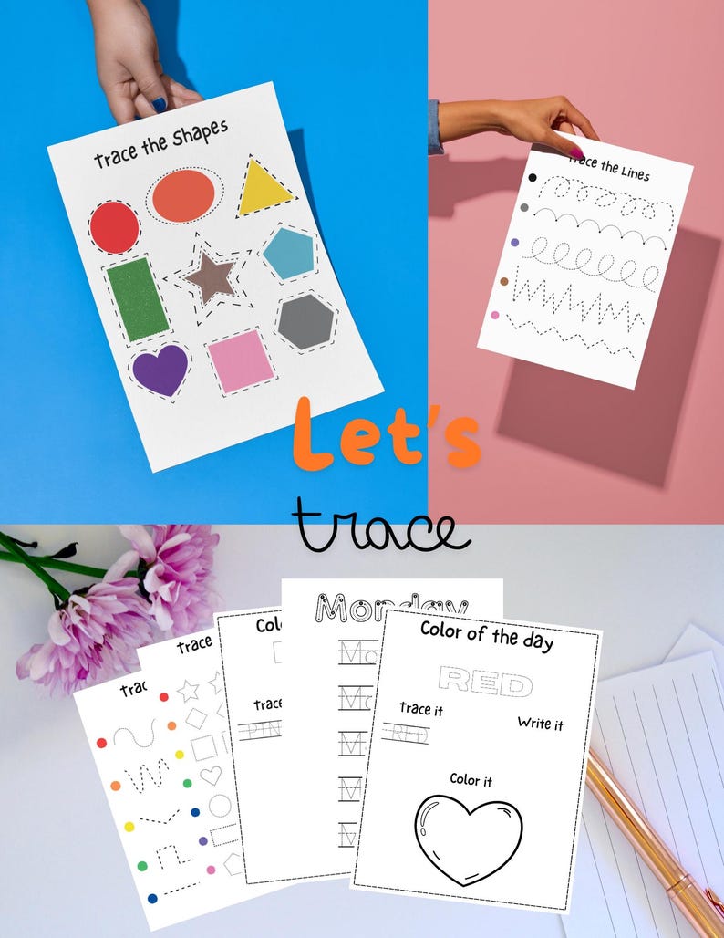 Printable Practice Tracing Worksheet; Preschool/kindergarten Activity ...