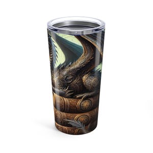 Mystical Dragon Tumbler 20oz - Fantasy Drinkware, Gift for Gamers, Coffee Travel Mug, Kitchen Decor, Unique Party Favor