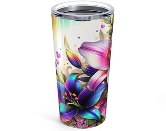 Vaso floral de 20 oz: Vaso aislado de acero inoxidable colorido