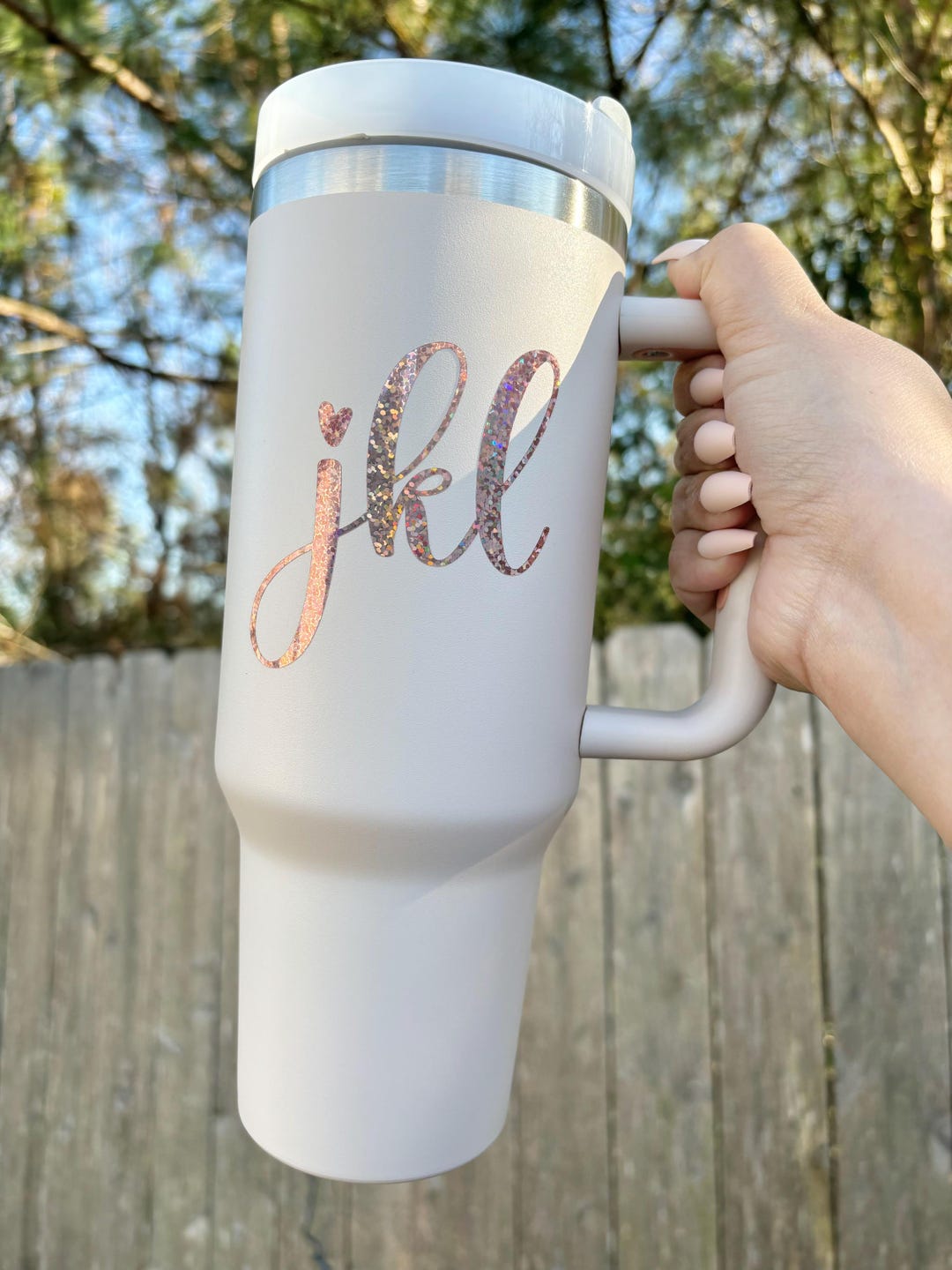 Glitter Monogram Vinyl Decal With Heart: Custom Initial Sticker - Etsy