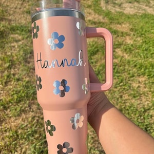 Personalized Floral Name Sticker: Custom Daisy Vinyl Decal