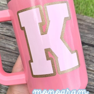Personalized Glitter Varsity Letter Name Decal: Stanley Tumbler Sticker