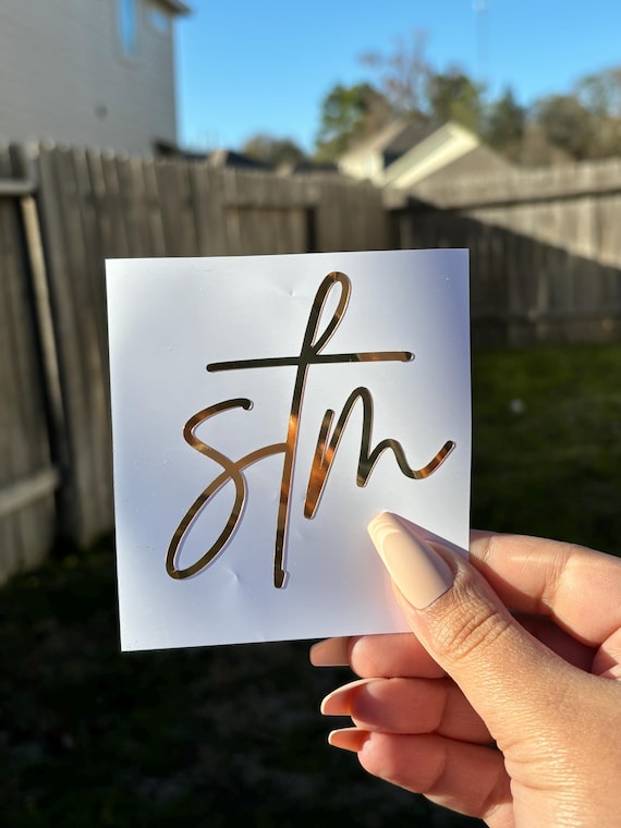 Custom Monogram Vinyl Decal | Holographic Initials Sticker for Laptops, Tumblers, Mugs & More | Personalized Name Decals