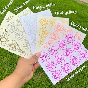 Waterproof Flower Vinyl Decal Sheets: Tumbler & Bottle Stickers