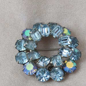 Vintage Weiss Blue Aurora Borealis Brooch/Pin Free Shipping