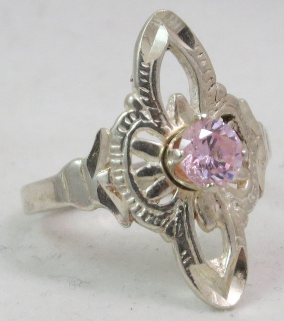 Ring with Faceted Pink Ice Cubic Zirconia Ring Ste