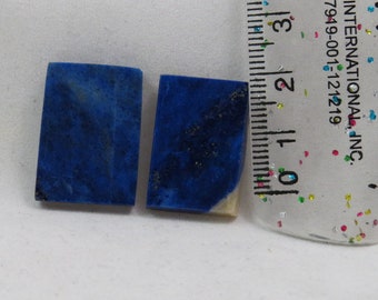 2 Loose Natural Lapis Lazuli Freeform Rectangle Cut Gemstones