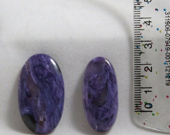 2 Loose Natural Charoite Freeform Cut Cabochon Gemstones