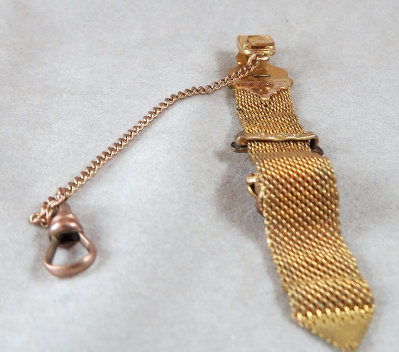 Antique Victorian Gold Filled Watch Fob Vest Clip with Chain and Wax Seal image 2