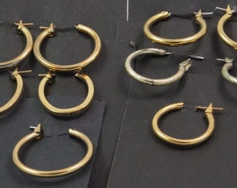 Hoop Earring Lot 6 Pair Gold and Silver Tone