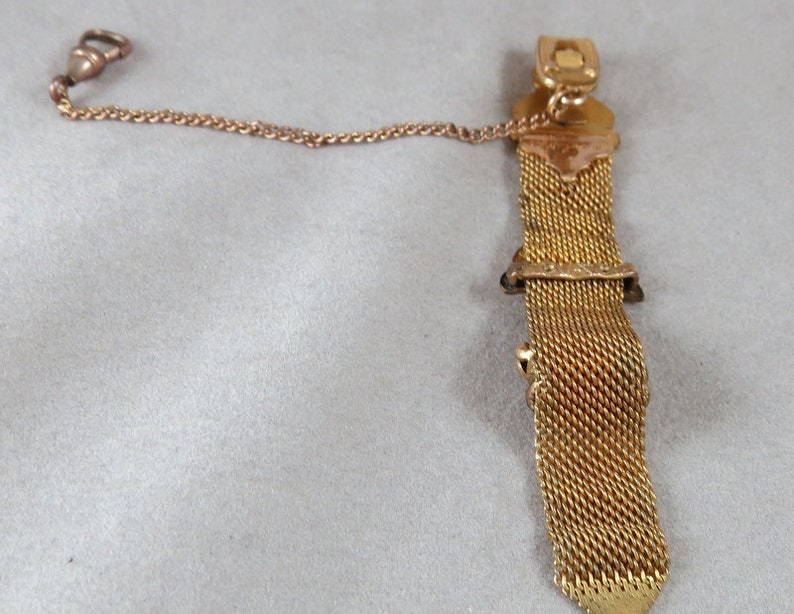 Antique Victorian Gold Filled Watch Fob Vest Clip with Chain and Wax Seal image 6