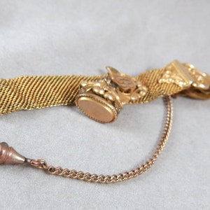 Antique Victorian Gold Filled Watch Fob Vest Clip with Chain and Wax Seal image 4