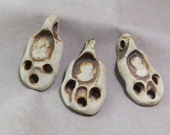 Vintage Ceramic Paw Print Large Beads