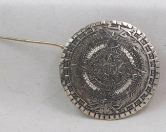 Vintage Taxco Mesoamerican Design Pin Pendant Stamped 925 Sterling Silver