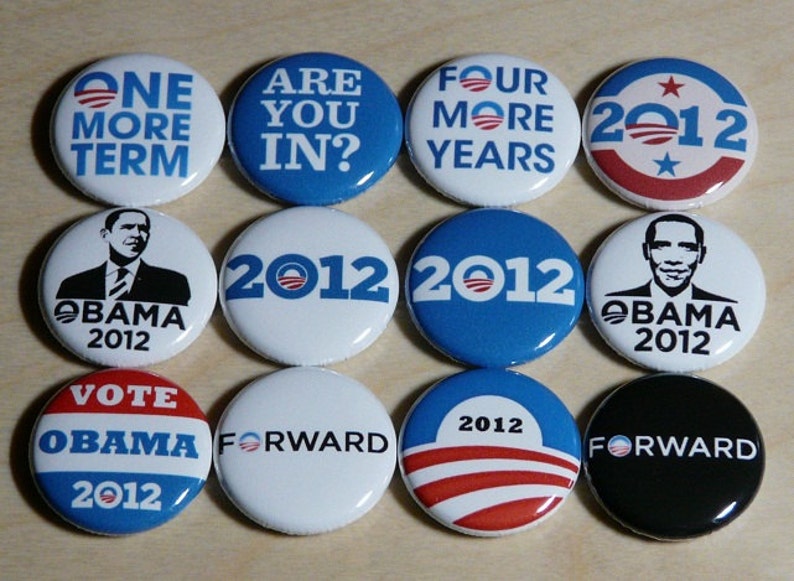 Barack Obama 2012 campaign button set pins badges election '12 president democrat image 1