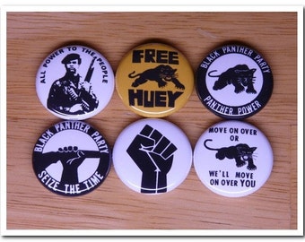 BLACK PANTHER buttons pins badges set Black Power / Black Panther Party / black consciousness /  BPP