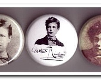 Arthur Rimbaud buttons, pins, badges, French poet, poetry, decadent