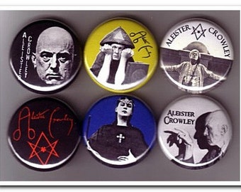 Pines, insignias y botones de Aleister Crowley, OTO, Golden Dawn, Magia, Ocultismo, Thelema, Tarot, Thoth, hexagrama unicursal