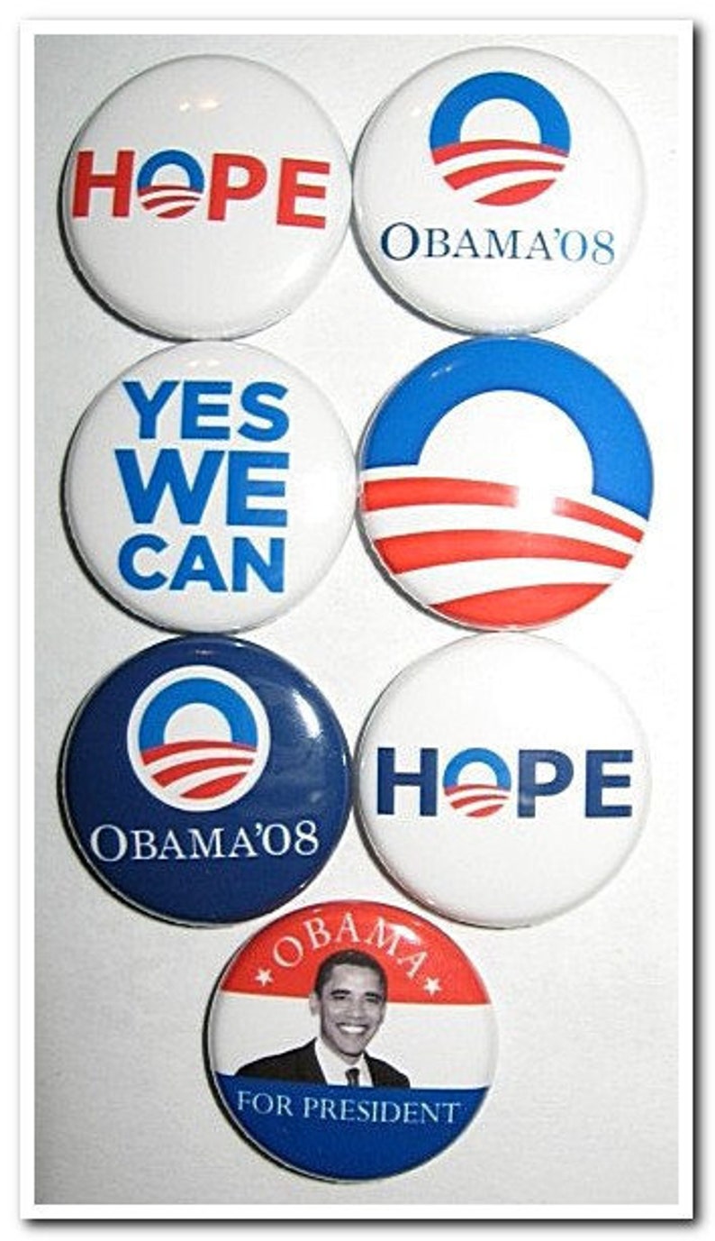 Barack Obama 2008 Kampagne Button Set Pins Abzeichen Wahl '08 Präsident Democrat Bild 1