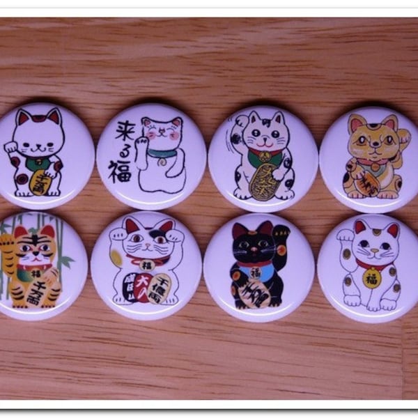 MANEKI NEKO buttons pins badges pinback japan,japanese,good luck,