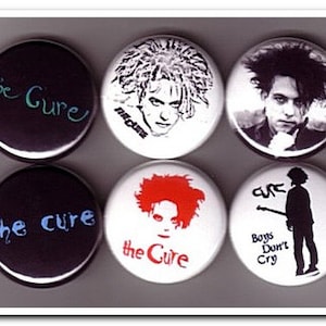 The Cure Badges Buttons Pins Rock / Goth / Gothic / Post-Punk / UK