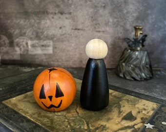 Headless Jack o Lantern - removable pumpkin halloween wood doll toy jack-o-lantern pumpkinhead kokeshi