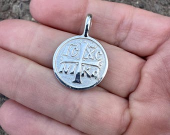 IC XC NIKA Cross Pendant Solid Sterling Silver .925 Orthodox Greek Eastern 6g
