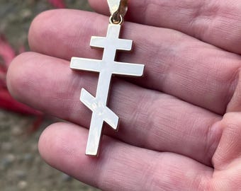 Custom Made 14k Solid Gold 1.5" Orthodox Cross 2mm Thick