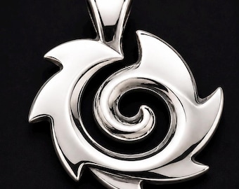 Nautical Swirl Pendant 1.25" Solid Sterling Silver (.925)