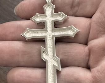 Extra Large Gothic Orthodox Cross Pendant 3” Solid Sterling Silver 925
