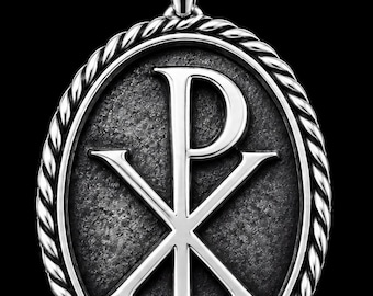Chi Rho Pendant 1.25" Solid Sterling Silver (.925)